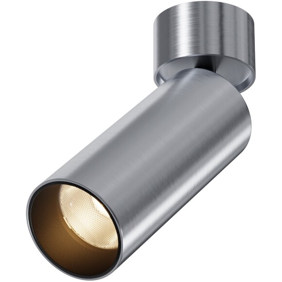 Maytoni Focus LED C055CL-L12W3K-W-PT Светильник-спот потолочный накладной, цвет платина брашированная, 166x52мм, COB LED 12Вт 3000K 50° 900Лм CRI90 IP20 220В, светодиоды Bridgelux