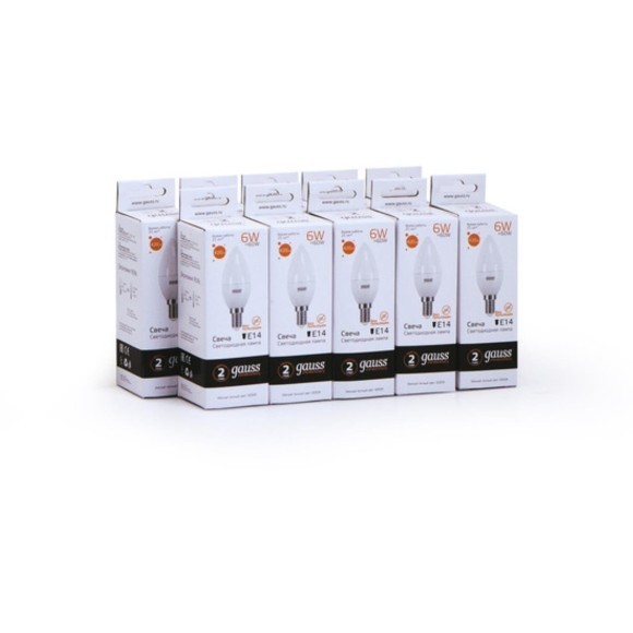 33116 Лампа Gauss LED Elementary Свеча 6W E14 420lm 3000K 1/10/100