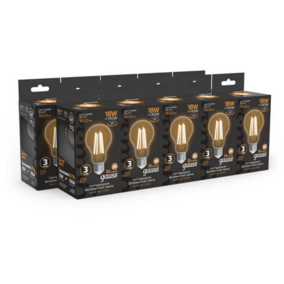 102902118 Лампа Gauss Filament А60 18W 1600lm 2700К Е27 LED 1/10/40