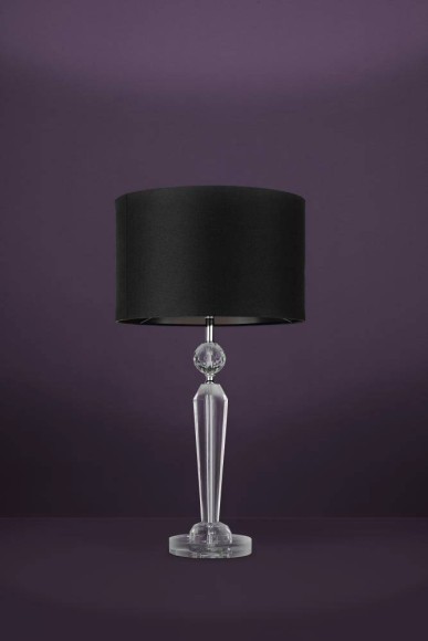 390158 PASIANO Настольная лампа с выключателем, E27, тканевый черный абажур, прозрачная арматура