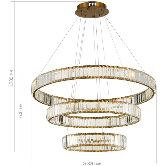 SL1622.303.03 Люстра подвесная ST-Luce Латунь/Прозрачный LED 1*122W 4000K TIVOLI