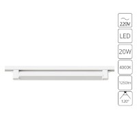 Однофазный двужильный светодиодный трековый светильник Arte Lamp A4574PL-1WH LINEETTA 4000К 1250Лм CRI90+ 120° 20Вт