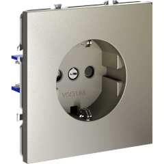 Розетка встраиваемая VOLTUM S70 с заземлением и защитными шторками, 16А, (шелк)