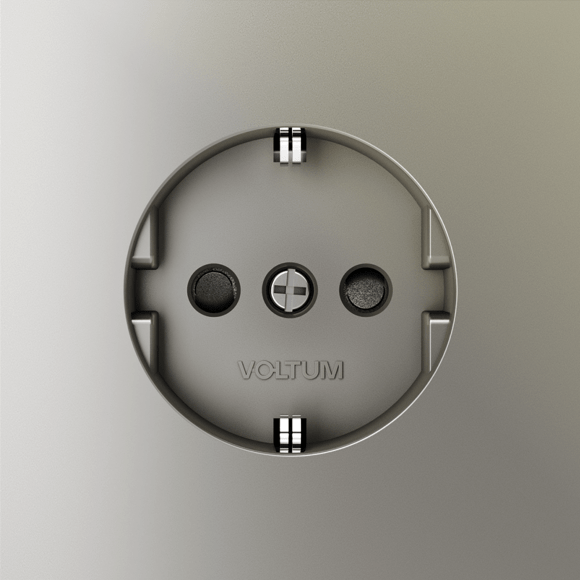 Розетка встраиваемая VOLTUM S70 с заземлением и защитными шторками, 16А, (шелк)