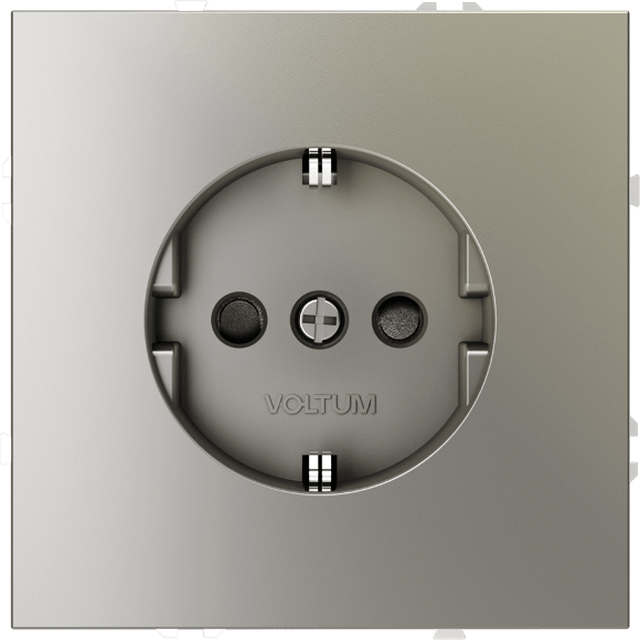Розетка встраиваемая VOLTUM S70 с заземлением и защитными шторками, 16А, (шелк)