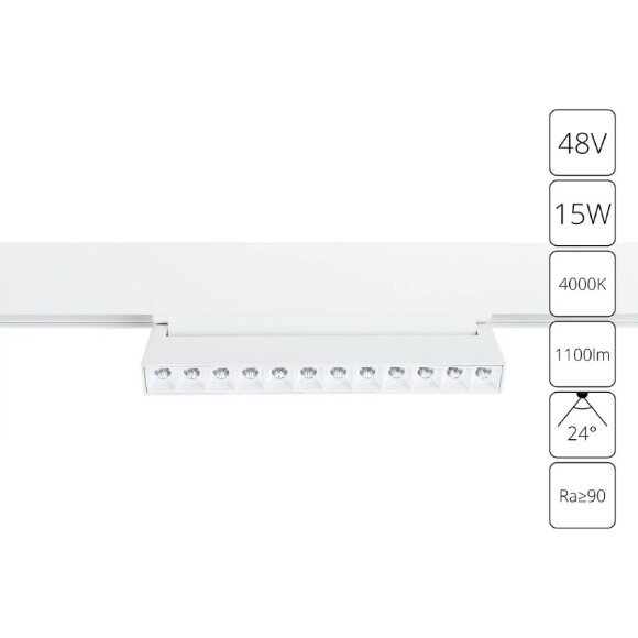 A4638PL-1WH Трековый магнитный светодиодный светильник Arte Lamp Linea 2.0 CRI90+ 4000К 1100Лм 24° 15Вт