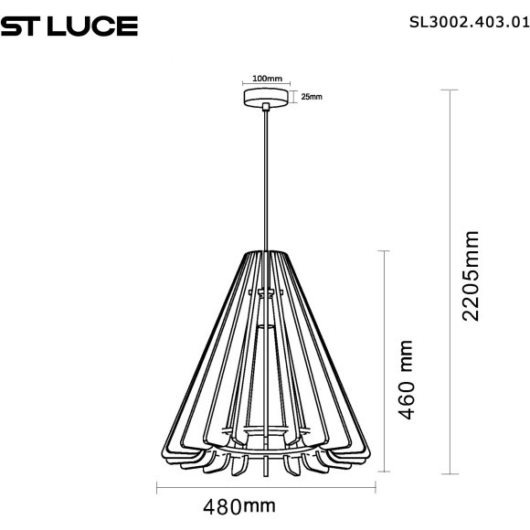 SL3002.403.01 Светильник подвесной ST-Luce Черный/Бежевый E27 1*60W SENTITO