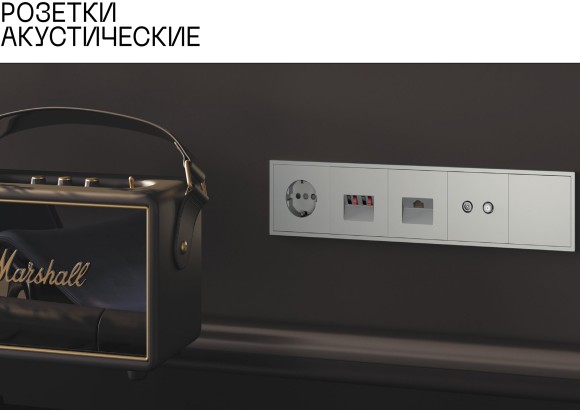 VLS001501 Накладка для розетки акустической 4-местной для подключения звуковоспроизводящих устройств (для проводов сечением 0,5 — 4 ММ²) белого глянцевого цвета VOLTUM S70 (белый глянцевый)