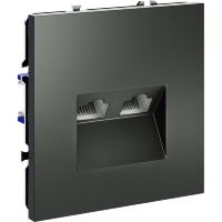 Розетка компьютерная встраиваемая VOLTUM S70 двойная RJ45+RJ45 кат.6, (титан)