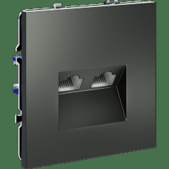 Розетка компьютерная встраиваемая VOLTUM S70 двойная RJ45+RJ45 кат.6, (титан)