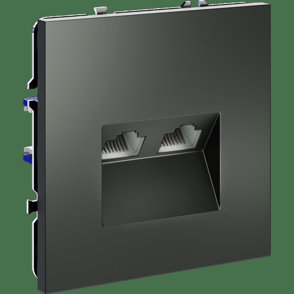 Розетка компьютерная встраиваемая VOLTUM S70 двойная RJ45+RJ45 кат.6, (титан)