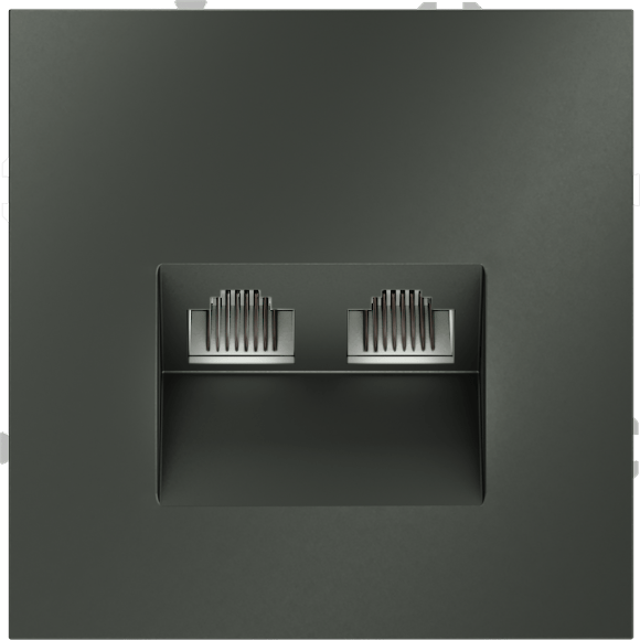 Розетка компьютерная встраиваемая VOLTUM S70 двойная RJ45+RJ45 кат.6, (титан)