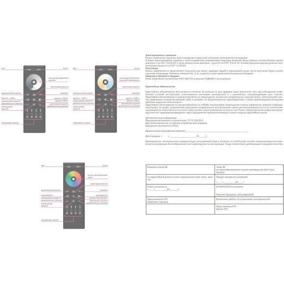 Пульт управления для четырехканального контроллера Arte Lamp SMART A70RC-04CH-BK