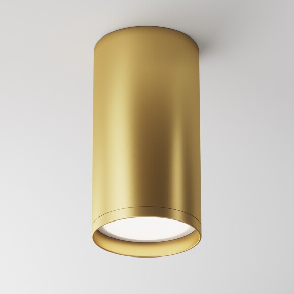 Накладной потолочный светильник Maytoni Focus S C052CL-01MG лампа GU10 или LED модуль макс. 10Вт, золотой матовый алюминий, спот цилиндр диаметром 52 мм и высотой 100мм, направленный свет
