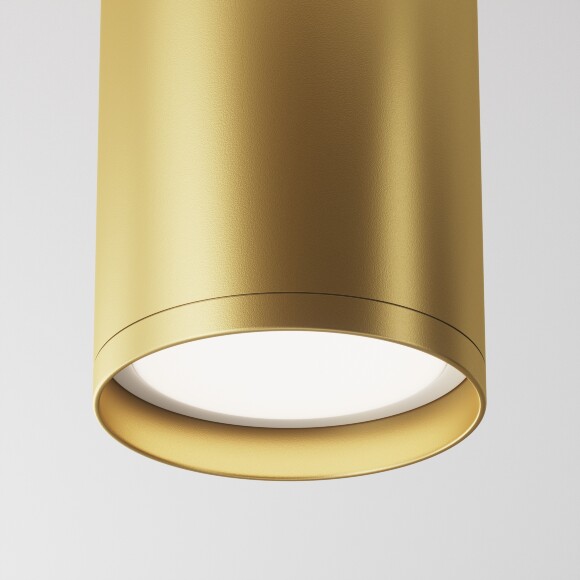 Накладной потолочный светильник Maytoni Focus S C052CL-01MG лампа GU10 или LED модуль макс. 10Вт, золотой матовый алюминий, спот цилиндр диаметром 52 мм и высотой 100мм, направленный свет