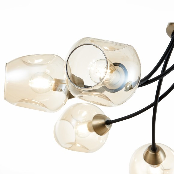 SLE205302-06 Светильник потолочный Бронза, Черный/Янтарный E14 6*40W BESANO SLE205302-06 Светильник потолочный Бронза, Черный/Янтарный E14 6*40W BESANO