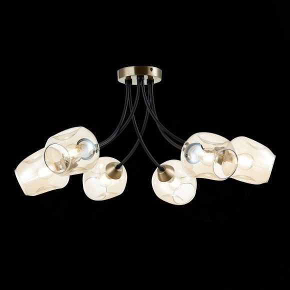 SLE205302-06 Светильник потолочный Бронза, Черный/Янтарный E14 6*40W BESANO SLE205302-06 Светильник потолочный Бронза, Черный/Янтарный E14 6*40W BESANO