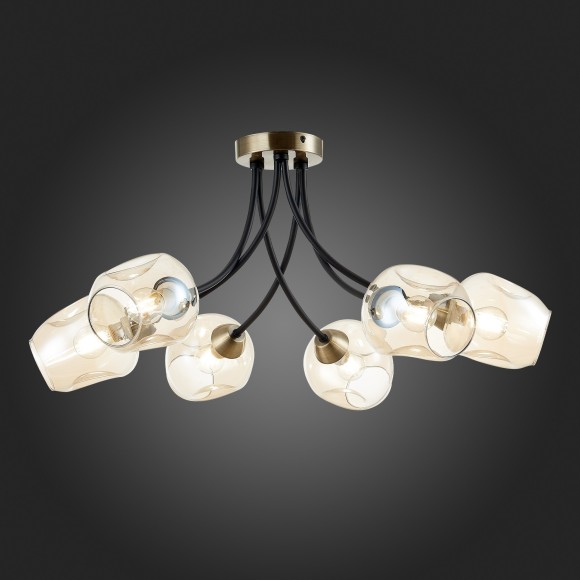 SLE205302-06 Светильник потолочный Бронза, Черный/Янтарный E14 6*40W BESANO SLE205302-06 Светильник потолочный Бронза, Черный/Янтарный E14 6*40W BESANO