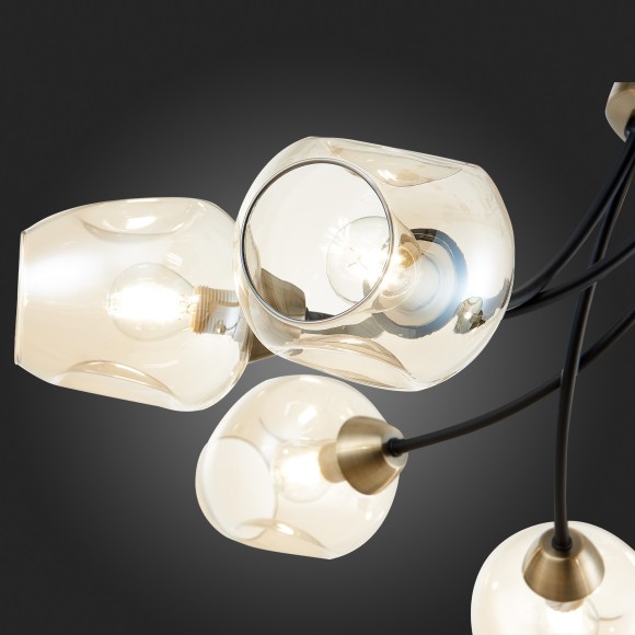 SLE205302-06 Светильник потолочный Бронза, Черный/Янтарный E14 6*40W BESANO SLE205302-06 Светильник потолочный Бронза, Черный/Янтарный E14 6*40W BESANO