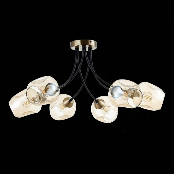 SLE205302-06 Светильник потолочный Бронза, Черный/Янтарный E14 6*40W BESANO SLE205302-06 Светильник потолочный Бронза, Черный/Янтарный E14 6*40W BESANO