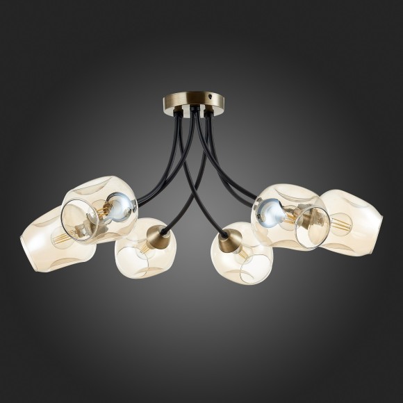 SLE205302-06 Светильник потолочный Бронза, Черный/Янтарный E14 6*40W BESANO SLE205302-06 Светильник потолочный Бронза, Черный/Янтарный E14 6*40W BESANO