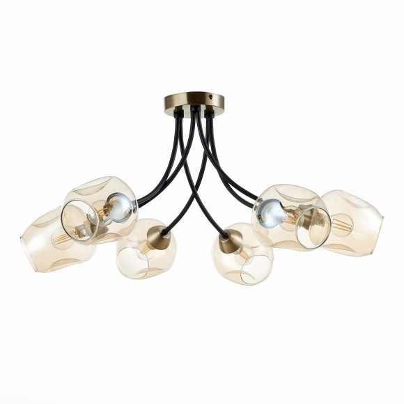 SLE205302-06 Светильник потолочный Бронза, Черный/Янтарный E14 6*40W BESANO SLE205302-06 Светильник потолочный Бронза, Черный/Янтарный E14 6*40W BESANO