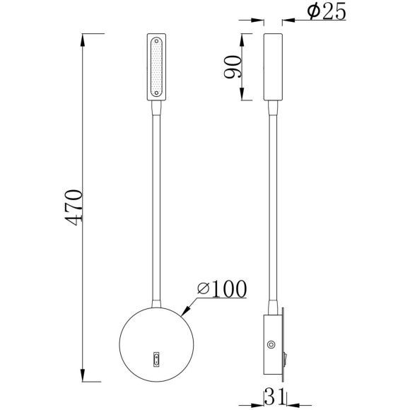 Бра светодиодное с выключателем Stem C035WL-L3W3K