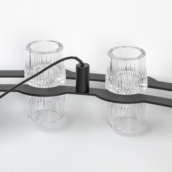 SY5527 LUSSOLE АЛПИН Подвесная люстра черная, LED 92 Вт, 3000 К, световой поток 8280 Лм, металлический корпус, прозрачный акриловый рассеиватель, IP20