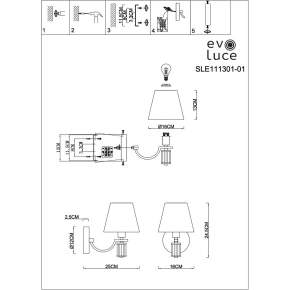 SLE111301-01 Светильник настенный Хром/Белый E14 1*40W MONZA SLE111301-01 Светильник настенный Хром/Белый E14 1*40W MONZA
