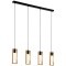 49475 Подвес LITTLETON, 4x60W (E27), L1160, B55, H1100, сталь, черный/дерево, коричневый