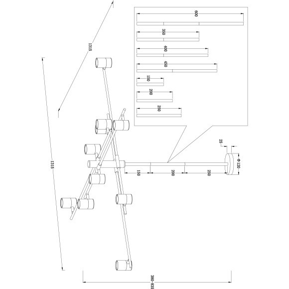 Потолочная люстра на штанге Enzo FR5201PL-10B