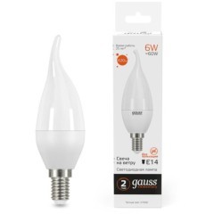 34116 Лампа Gauss Elementary Свеча на ветру 6W 420lm 3000K Е14 LED 1/10/50 34116 Лампа Gauss Elementary Свеча на ветру 6W 420lm 3000K Е14 LED 1/10/50
