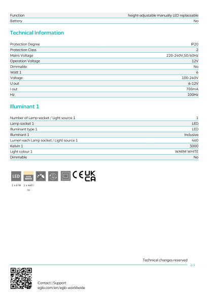 Сатиновый никель, подвесной светильник EGLO MONTEFIO 93466, встроенный LED 6Вт, 3000К, 460Лм, плафон из белого алебастрового стекла, диаметр 185 мм, высота 1100 мм