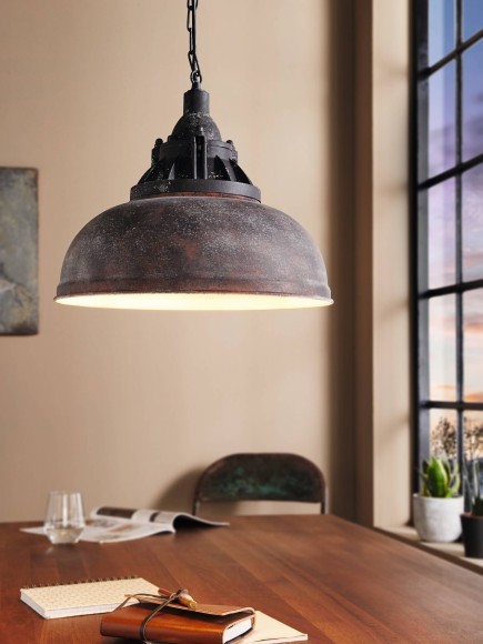 49819 Подвес GRANTHAM 1, 1х60W (E27), ?370, H1100, сталь, пластик, коричневый состарен., беж 49819 Подвес GRANTHAM 1, 1х60W (E27), ?370, H1100, сталь, пластик, коричневый состарен., беж