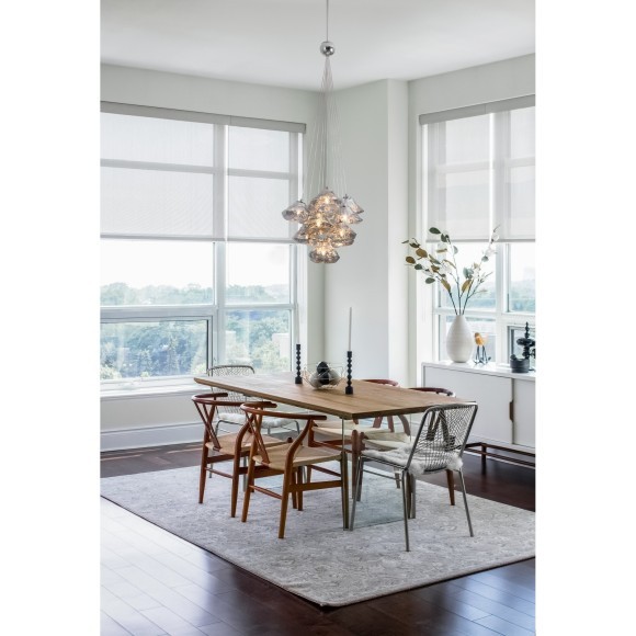 Хромированный подвесной светильник с 10 лампами G9 и прозрачными стеклянными плафонами Freya Eatery FR5488PL-10CH