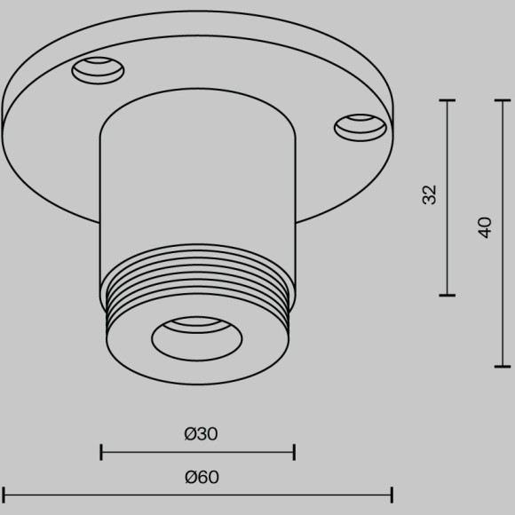 Основание для накладного монтажа системы Maytoni Shelf с внешней резьбой без ввода питания CA022BO-B