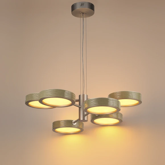 5451/99LA Odeon Light RIVIERA подвесная люстра, зеленый керамический декор, LED 99 Вт, CCT 2000/3000/4000 К, 4100 Лм, CRI≥80, IP20, 220 В 5451/99LA Odeon Light RIVIERA подвесная люстра, зеленый керамический декор, LED 99 Вт, CCT 2000/3000/4000 К, 4100 Лм, CRI≥80, IP20, 220 В