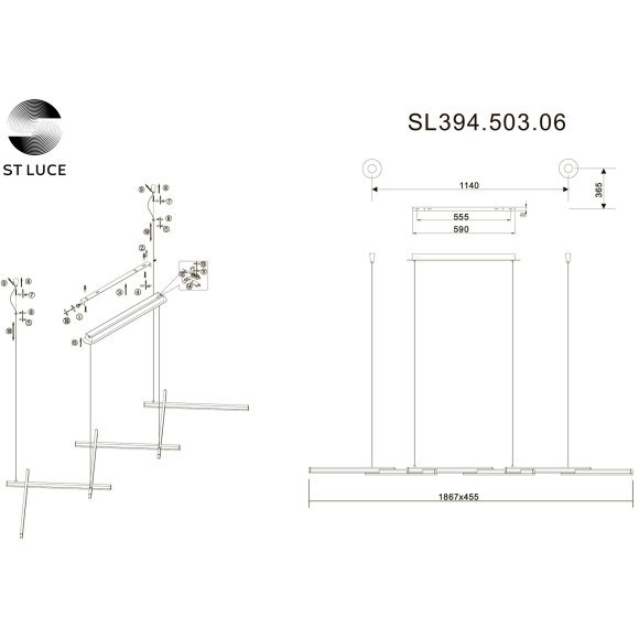 SL394.503.06 Светильник подвесной ST-Luce Белый/Белый LED 6*14W 4000K BASONI