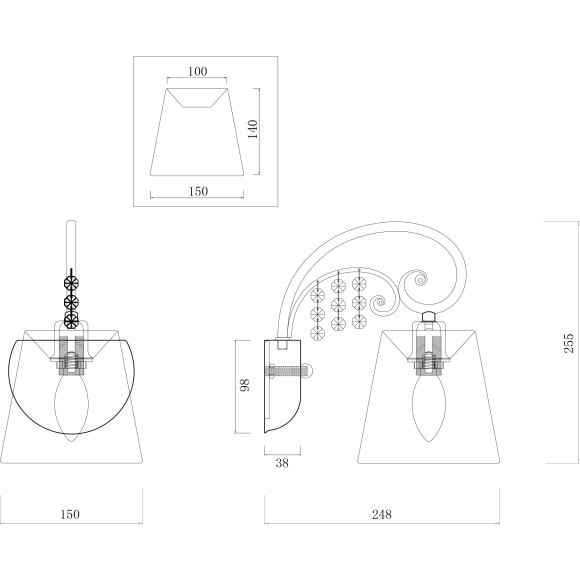 Бра Freya FR2406-WL-01-WG Lorette под лампу 1xE14 40W