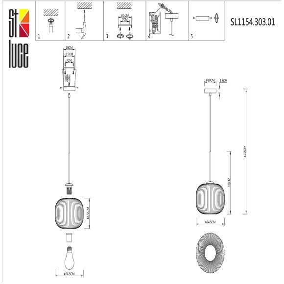 SL1154.303.01 Подвес ST-Luce Латунь/Дымчатый E27 1*60W GRAN SL1154.303.01 Подвес ST-Luce Латунь/Дымчатый E27 1*60W GRAN
