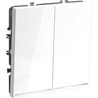 Проходной переключатель встраиваемый VOLTUM S70 двухклавишный с подсветкой 10А, (белый глянцевый)