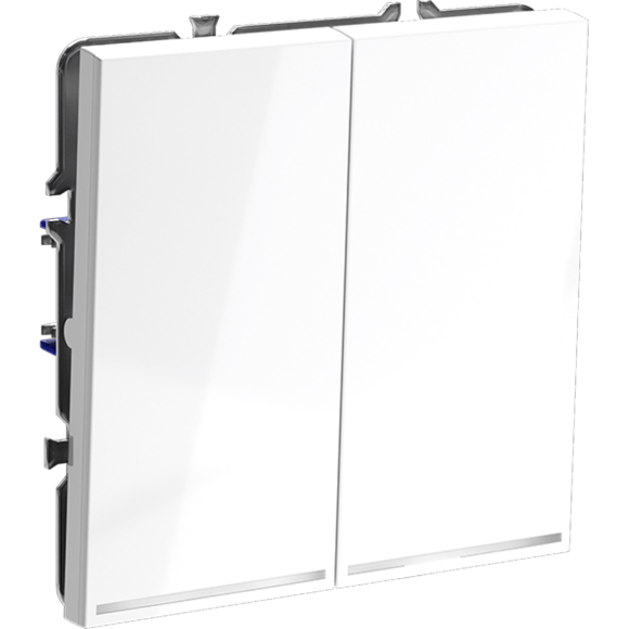 Проходной переключатель встраиваемый VOLTUM S70 двухклавишный с подсветкой 10А, (белый глянцевый)