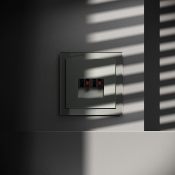 Розетка акустическая встраиваемая VOLTUM S70 4-местная, (титан)