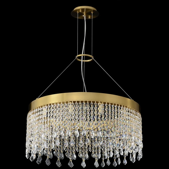 Crystal Lux AQUA SP12 0160/312 Люстра подвесная хрустальная, латунь прозрачная, 12xG9 макс 10Вт, диаметром 60 см, классическая подвесная люстра для гостиной