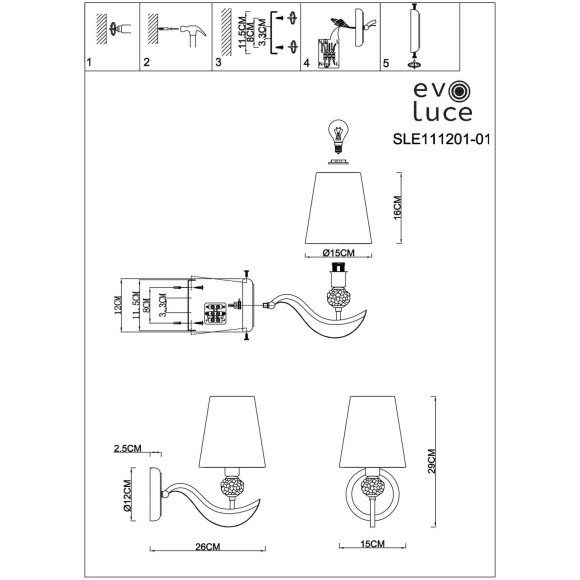 SLE111201-01 Светильник настенный Никель, прозрачный/Белый E14 1*40W BERGAMO SLE111201-01 Светильник настенный Никель, прозрачный/Белый E14 1*40W BERGAMO
