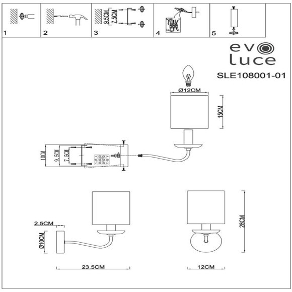 SLE108001-01 Светильник настенный Золотистый/Бежевый E14 1*40W RITA