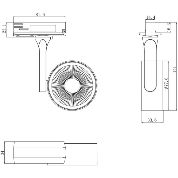 Однофазный двужильный светодиодный трековый светильник Maytoni Unity TR024-1-10W3K Oko 3000К 950Лм CRI80+ 38° 10Вт