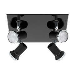 33678 EGLO TAMARA 1 Светодиодный спот потолочный/настенный, 4xGU10, 13.2Вт, IP44, скандинавский, черный/прозрачный, металл/стекло 33678 EGLO TAMARA 1 Светодиодный спот потолочный/настенный, 4xGU10, 13.2Вт, IP44, скандинавский, черный/прозрачный, металл/стекло