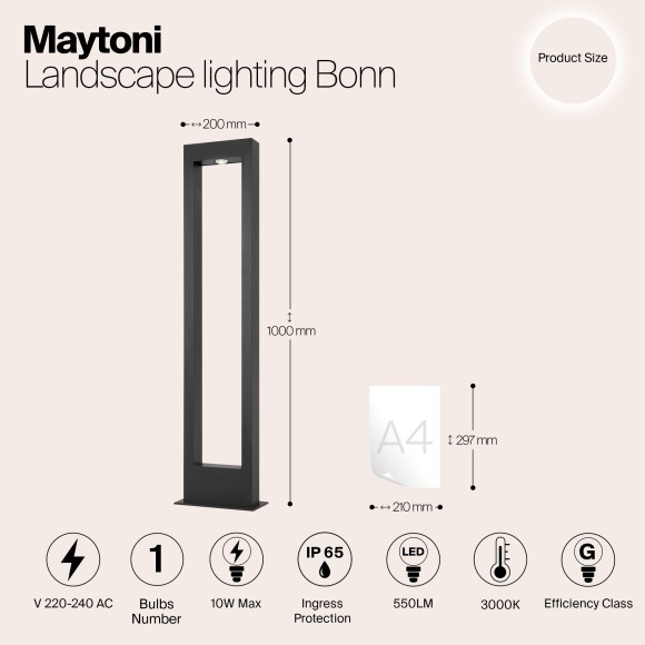 Уличный наземный светильник Maytoni O425FL-L10GF Bonn IP65 светодиодный LED 10W