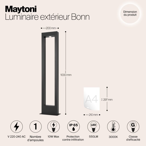 Уличный наземный светильник Maytoni O425FL-L10GF Bonn IP65 светодиодный LED 10W